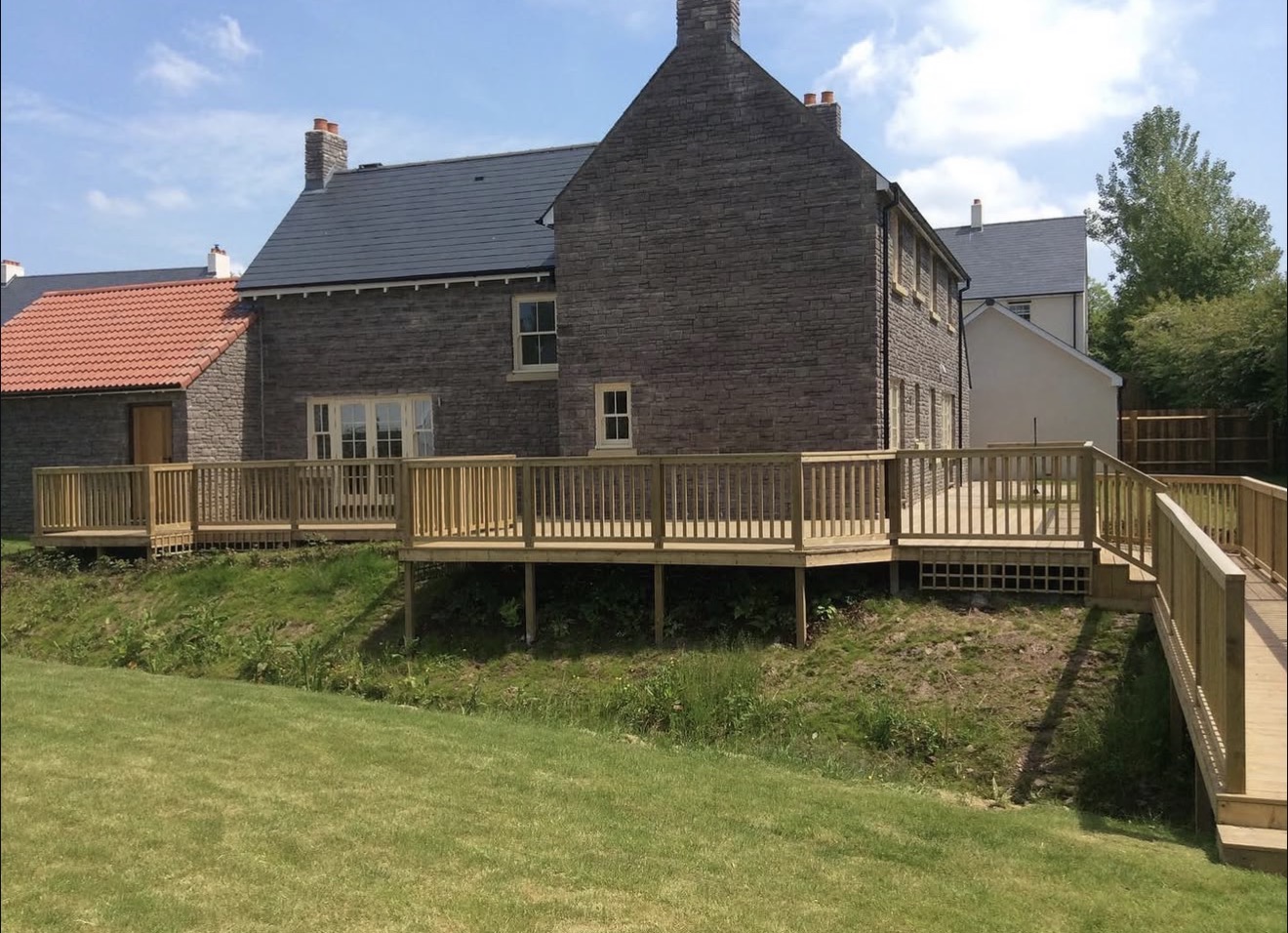 Timber decking with steps
