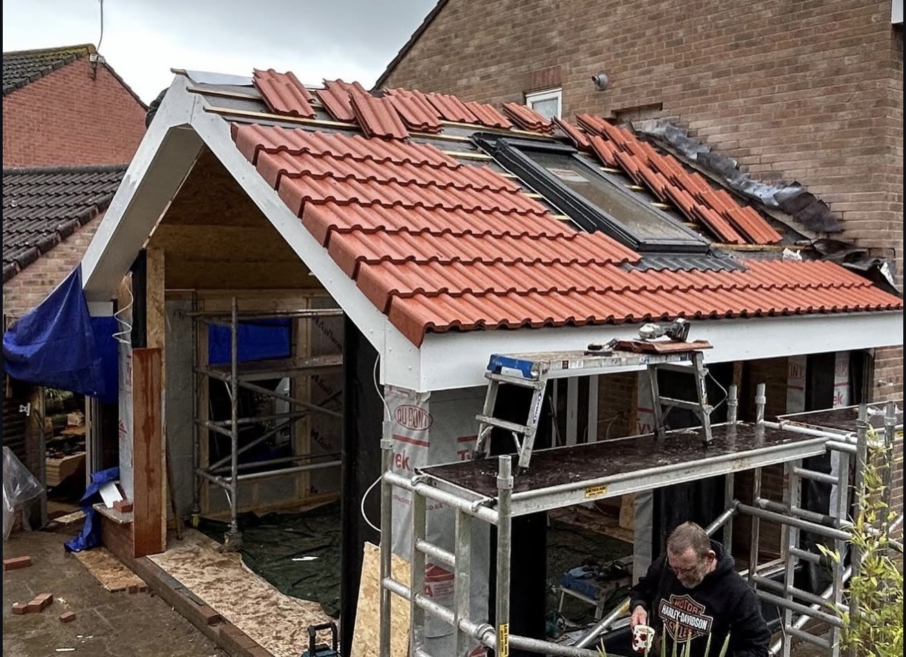 House extension roof tiling and fascia work